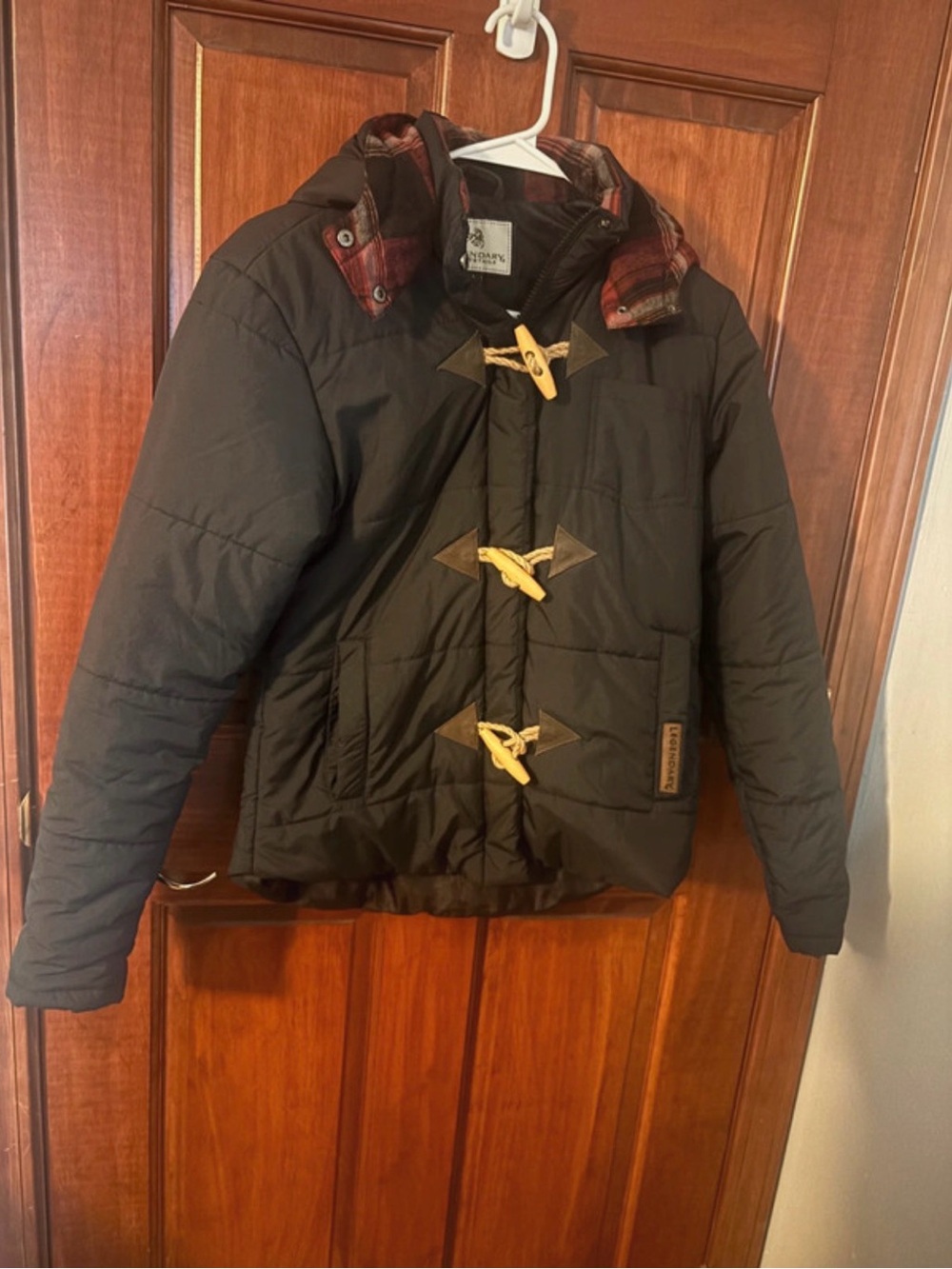 Legendary Whitetails Black Puffer Toggle Jacket with Tan Accents